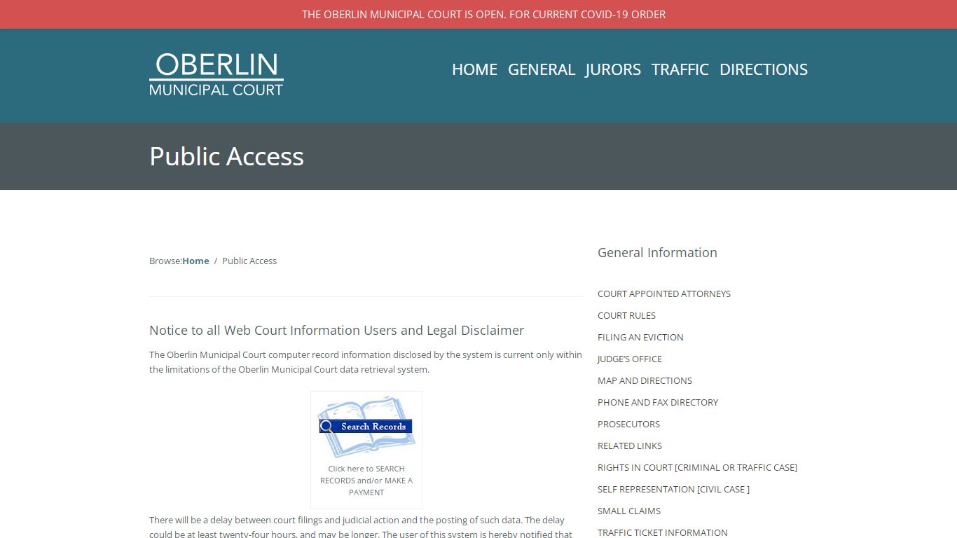 Public Access – Oberlin Municipal Court